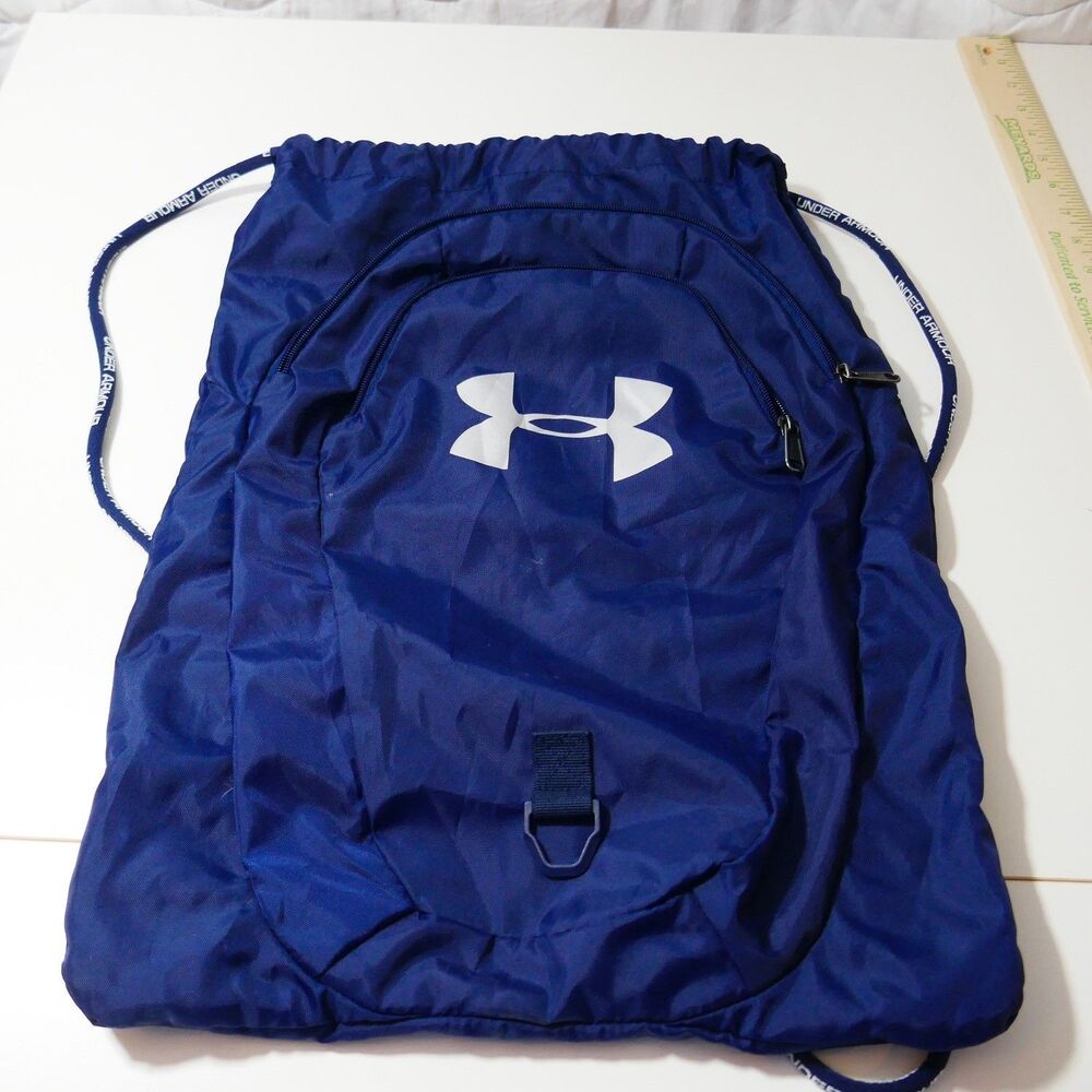 2-Zipped-Pouches Drawstring Under Armour Backpack Blue